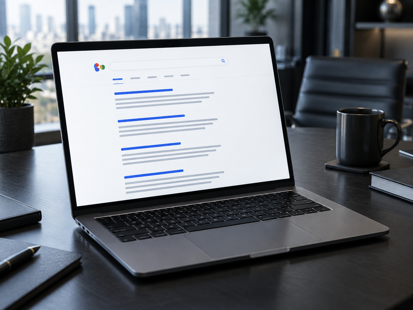 Laptop displaying improved search results